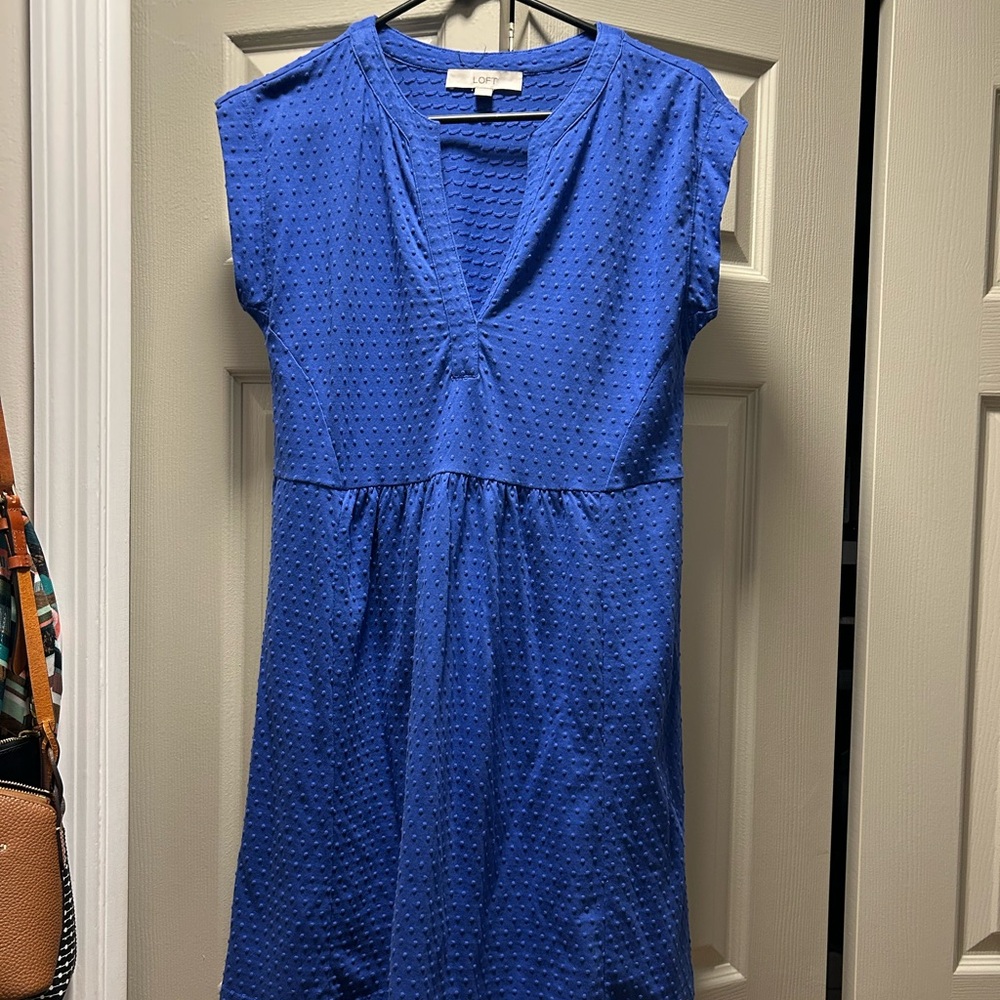 LOFT Royal Blue Textured Mini Dress